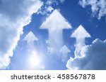 Arrow cloud shape on blue sky metaphor as keep on moving forward 