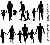 set silhouette of happy family... | Shutterstock .eps vector #1357519715