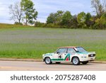 Small photo of Heidenheim, Germany - October 3, 2021: Fiat 131 italian oldtimer vintage rally car on a country road near Heidenheim an der Brenz, Germany.