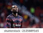 Small photo of MADRID - FEB 23: Paul Pogba warms up prior to the Champions League match between Club Atletico de Madrid and Manchester United at the Metropolitano Stadium on February 23, 2022 in Madrid, Spain.