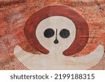 Small photo of DERBY - JULY 25 2022:Indigenous Australian Art Wandjina Style.The Wandjina are cloud and rain spirits from the mythology of Australian Aboriginal tribes from the Kimberley region of Western Australia