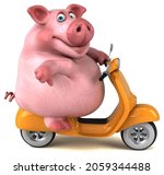 Fun Pig   3d Illustration