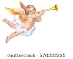 cherub blowing into a tube on a ...