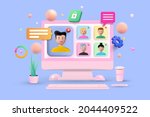 online meeting  virtual... | Shutterstock .eps vector #2044409522