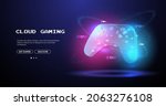 neon glowing gamepad. cloud... | Shutterstock .eps vector #2063276108
