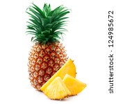 Pineapple With Slices Isolated...