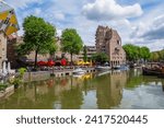 Small photo of Rotterdam, The Netherlands - MAY 26, 2022: Old Harbor (Old Harbor) - Rotterdam's oldest harbors, first jetty was built around 1350. Today, Old Harbor is known as Rotterdam's entertainment center.