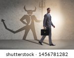 Small photo of Devil hiding in the businessman - alter ego concept
