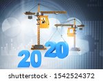 heavy crane lifting numbers in... | Shutterstock . vector #1542524372