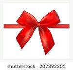 red gift bow with ribbon.... | Shutterstock .eps vector #207392305