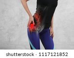 Woman with hip joint pain....