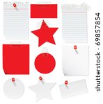 a set of 10 note papers taped... | Shutterstock .eps vector #69857854