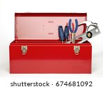 Red Tool Box Isolated On White...