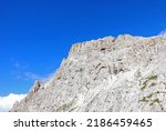 Small photo of Peak of ROSETTA Mountain in Italian Dolomites without people in summer