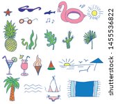 summer set in doodle style... | Shutterstock .eps vector #1455536822