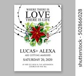 poinsettia wedding invitation... | Shutterstock .eps vector #502866028
