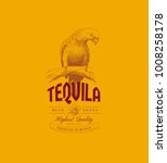 tequila label design with parrot | Shutterstock .eps vector #1008258178
