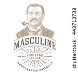 vintage logo with bold man... | Shutterstock .eps vector #443713738