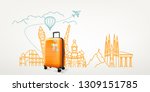 photoreal suitcase with... | Shutterstock .eps vector #1309151785