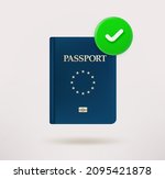 passport icon with checkmark.... | Shutterstock .eps vector #2095421878