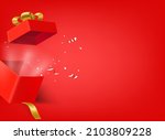 opened red gift box red banner... | Shutterstock .eps vector #2103809228