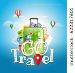 go travel concept. travel bag... | Shutterstock .eps vector #622317605