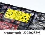 Small photo of Close up detail of yellow label on anti static package or esd bag for IT equipment.