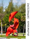 Small photo of MIAMI, FL, USA - APRIL 4, 2020: Public Art at FIU Florida International University Argosy by Alexander Liberman
