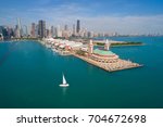 Aerial image of the Navy Pier Chicago IL USA