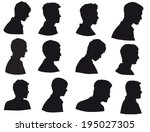 silhouette of men head  face in ... | Shutterstock .eps vector #195027305