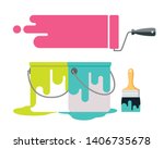 paint brush and paint bucket... | Shutterstock .eps vector #1406735678