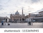 Small photo of Vatican City, Italy - June 2018 - Tourists in St. Peter's Square, Vatican City. Vatican City, a city-state surrounded by Rome, Italy, is the headquarters of the Roman Catholic Church & Papacy.