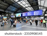 Small photo of Zurich - May 14,2023 : Zurich HB train station, A hub for rail transport that connects to other railway lines throughout the country and neighboring countries in Europe.