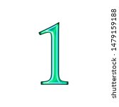 Small photo of Bright teal blue green color shiny glass number one 1 in a 3D illustration with a shining metallic glossy metal effect & libertine font isolated on a white background