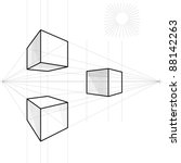 Vector Drawing Of A Cube In...