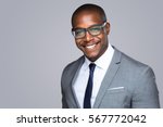 Headshot of successful smiling cheerful african american businessman executive stylish company leader