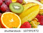 fresh tropical fruits | Shutterstock . vector #107591972
