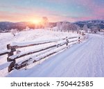 Winter Country Landscape With...