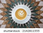 white cup of cappuccino coffee... | Shutterstock . vector #2142811555