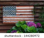 Rustic Wooden American Flag On...