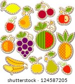 set fruit and berry  decorated... | Shutterstock .eps vector #124587205