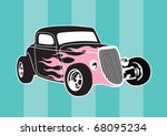 Vector Hot Rod With Pink Flames