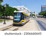 Small photo of Dallas, United States - May 5, 2023: Dallas Streetcar line tram public transport at Union Station in Dallas, United States.