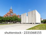 Small photo of John F. Kennedy Memorial Plaza for JFK and Courthouse landmark in Dallas, United States