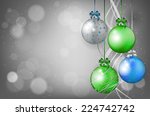 christmas balls on shiny... | Shutterstock .eps vector #224742742