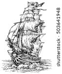Pirate Ship   Hand Drawn Vector ...