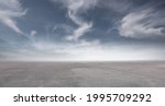 Blue Sky Landscape Background with Nice Clouds and Empty Concrete Floor