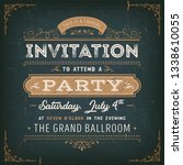vintage party invitation card... | Shutterstock .eps vector #1338610055