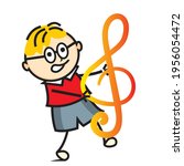 singing little boy and treble... | Shutterstock .eps vector #1956054472