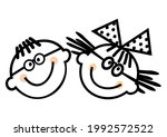 boy and girl with pink cheeks ... | Shutterstock .eps vector #1992572522